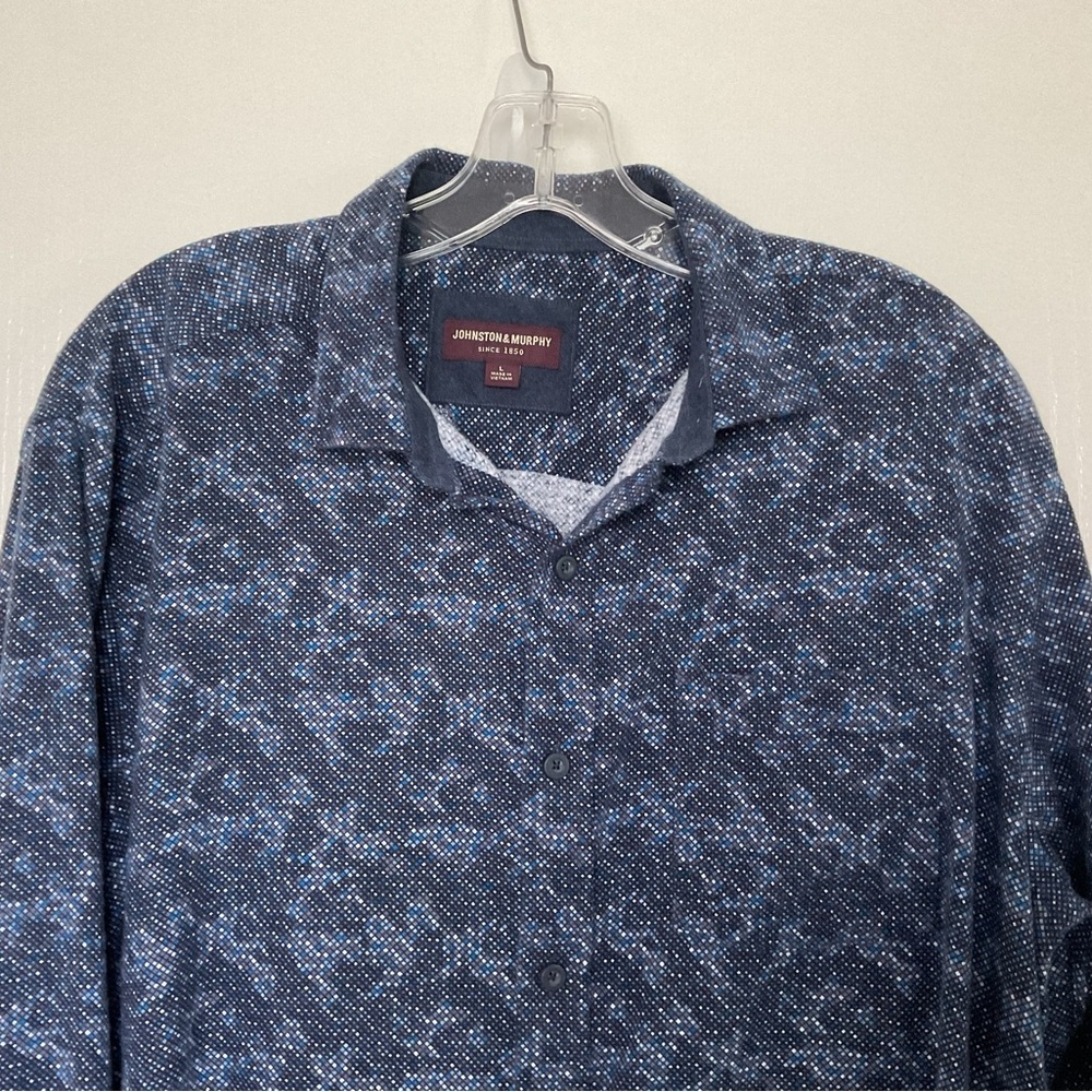 Johnston & Murphy Mens Button Down Long Sleeve Shirt L 100% Cotton Soft Twill L